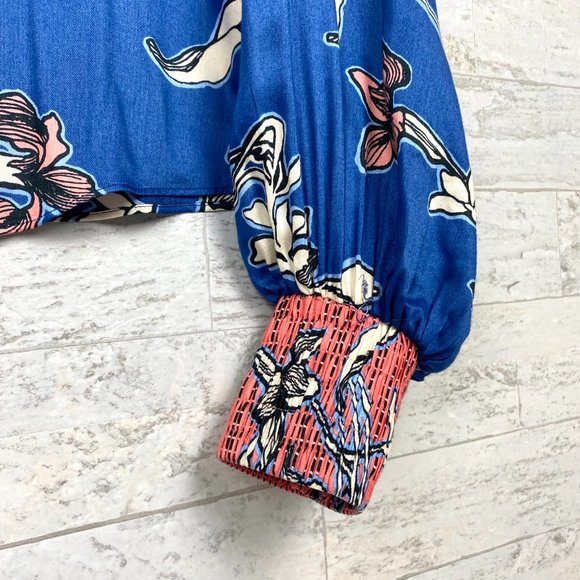 ALEXIS Blue Floral Long Sleeve Button Down Blouse - Picture 7 of 13